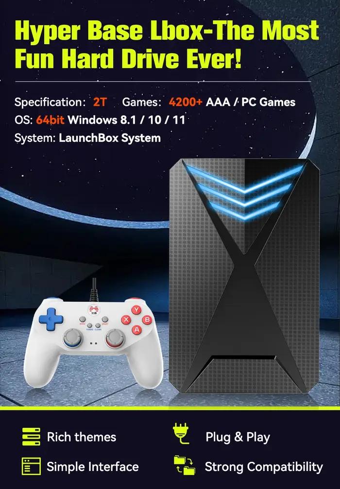 JMachen-Console de jeu rétro Hyper Base Lbox, Launchbox, PS4, PS3, Switch, PS2, Wii, WiiU, PS1, 2 To