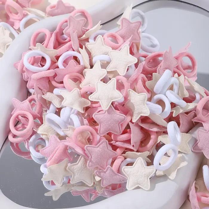 10/20 pièces filles rose coeur étoile enfants boucle de cheveux sans danger cheveux dessin animé ser