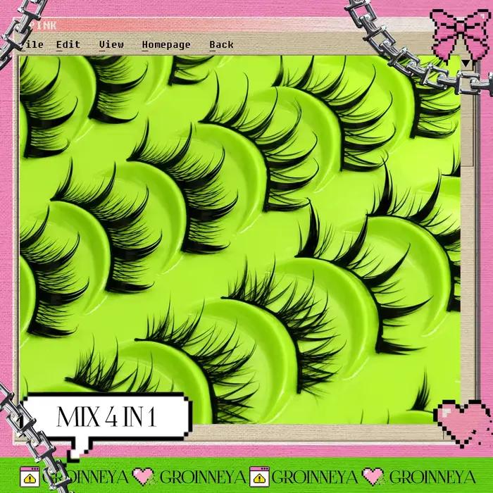 GROINNEYA Manga cils style mixte 5/9/20 paires 3D 6D 8D cils de vison cils naturels doux croix vapor