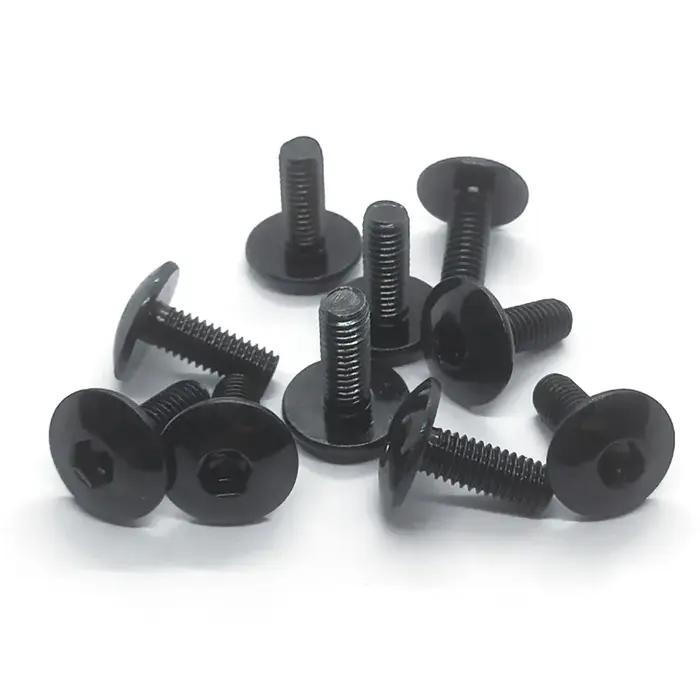 Vis à douille hexagonale à grande tête plate noire, boulons M6 antirouille, placage de Zinc noir pou