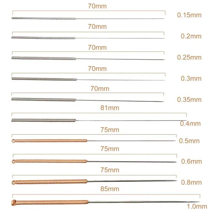 1 jeu d'aiguilles de nettoyage, buse de 0.15 à 1.0mm, aiguilles de nettoyage haute élasticité MK8 po