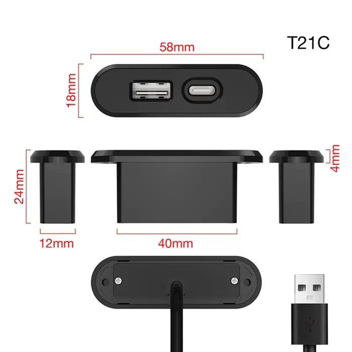 Prises encastrées sur Table 1 USB-A et 1 type-c prise de courant cachée de bureau intégrée avec rall