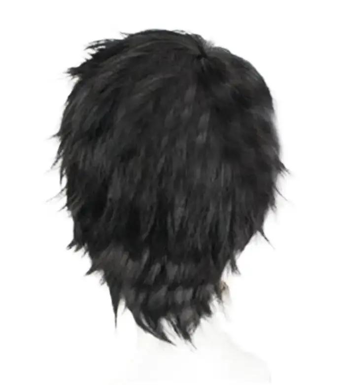Perruque synthétique courte bouclée noire pour hommes, 11.81 pouces, multifonction, couches moelleus