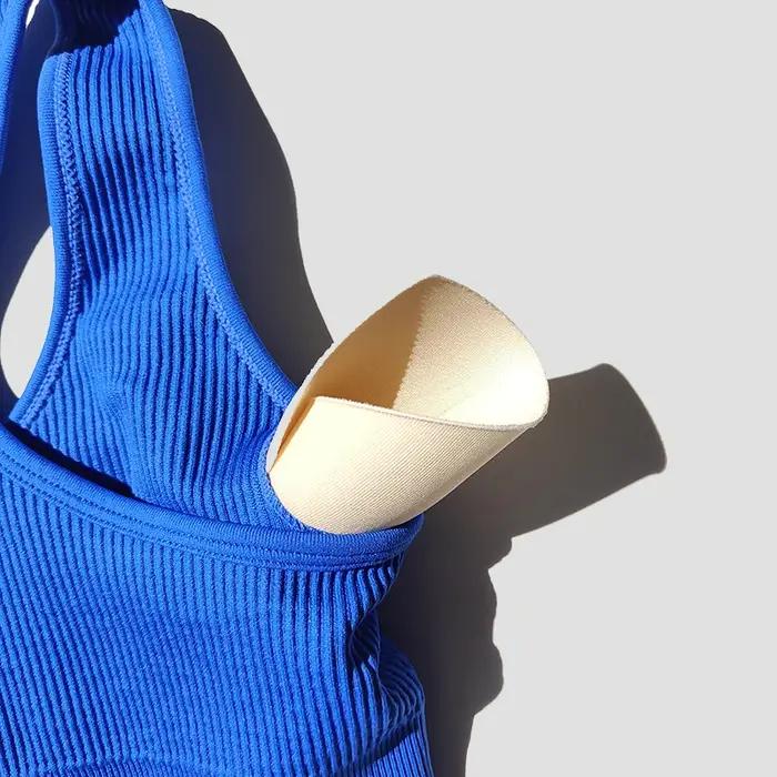 Soutien-gorge Push Up extérieur pour femme - Haut court avec fermeture éclair fitness gym course yoga