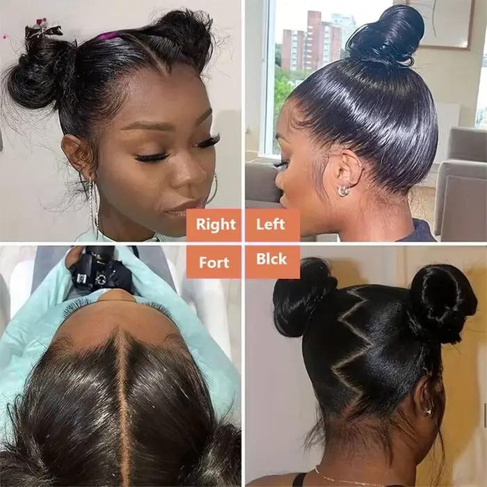 30 pouces naturel noir 360 dentelle avant droite perruques de cheveux humains 360 HD transparent ple