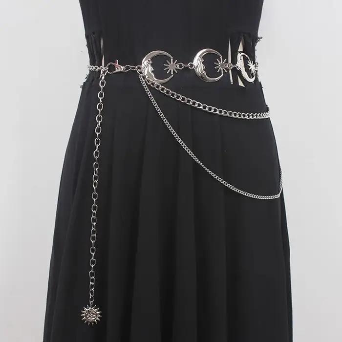 Mode Vintage or chaîne ceinture femme Goth lune métal concepteur ceintures pour femmes de haute qual
