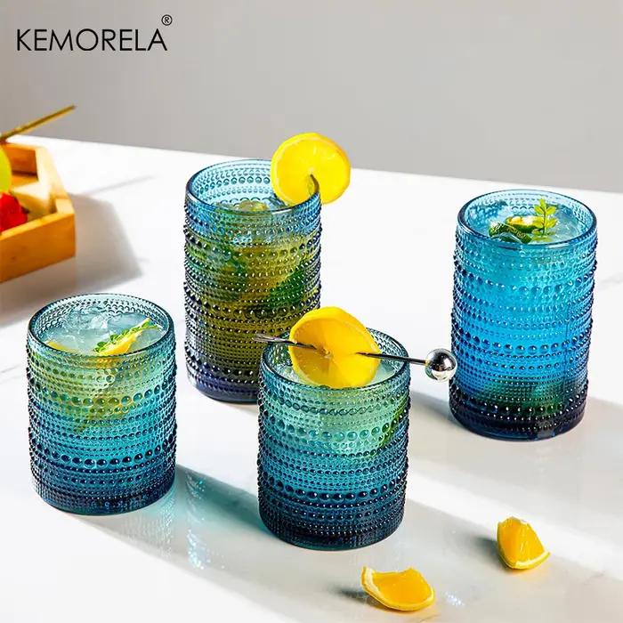 Verre en Forme de Goutte de Pluie Vintage, 8 Pièces, 300/400ml, Highball, Gaufré, à l'revêt, pour Re
