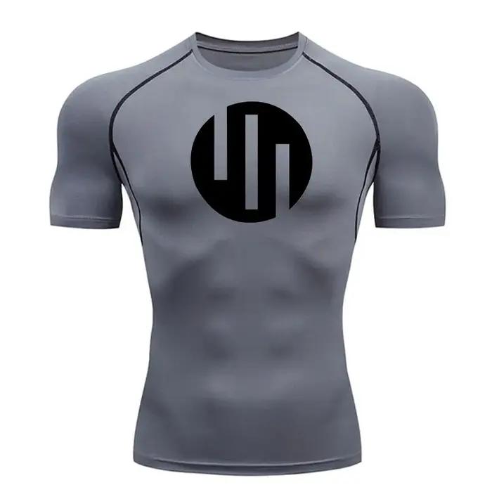 T-shirt de course à manches courtes, chemise de Compression blanche pour hommes, exercice de gymnast