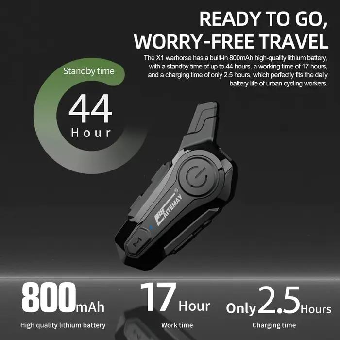 Interphone Bluetooth pour casque de Moto, casque d'écoute pour 2 motocyclistes, Interphone sans fil,