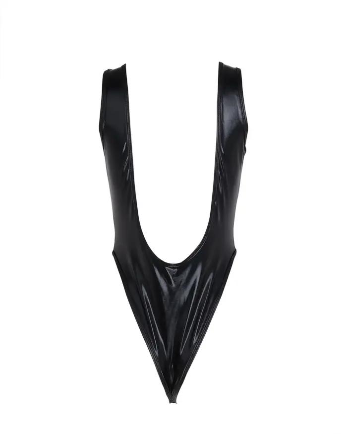 Justaucorps femme brillant métallique gymnastique - Body une pièce dos nu maillot de bain sportif
