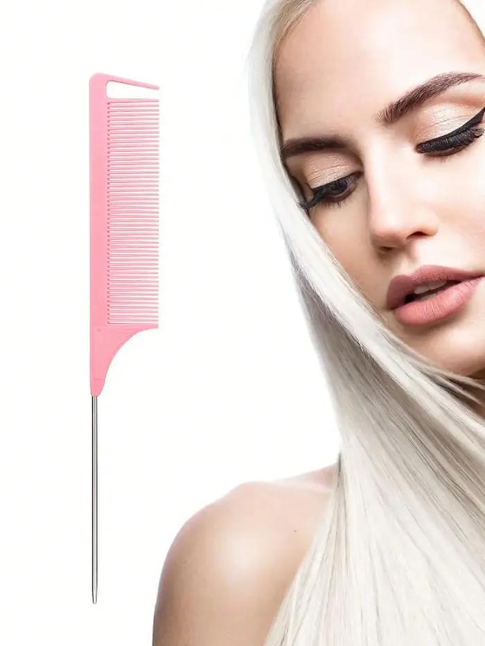 Peigne à cheveux professionnel à queue pointue en acier inoxydable, brosse à cheveux, outil de coiff
