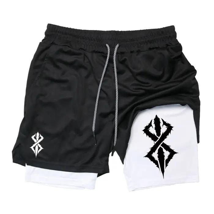 Short de Fitness Double couche pour hommes, Compression extensible, respirant, séchage rapide, exerc