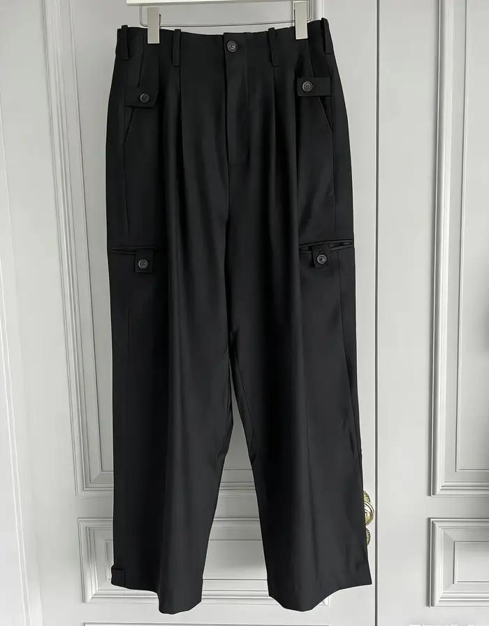 Pantalon long décontracté ample et formel pour hommes, design original TOP-YAMAMOTO, couleur unie, p