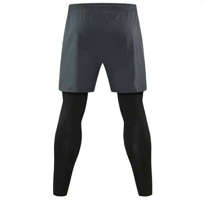 Pantalon de course 2 en 1 pour hommes, Double couche, serré, entraînement, basket-ball, Legging impr