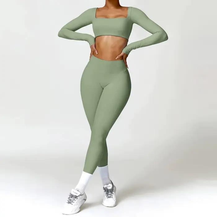 Costume de yoga 2 pièces femme - Ensemble sport séchage rapide pour running et entraînement