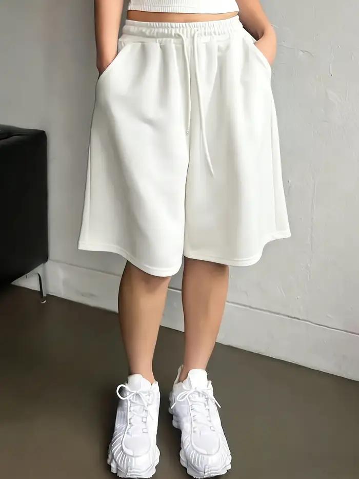 Shorts décontractés de couleur unie pour hommes et femmes, grande taille, avec poches à cordon, adap