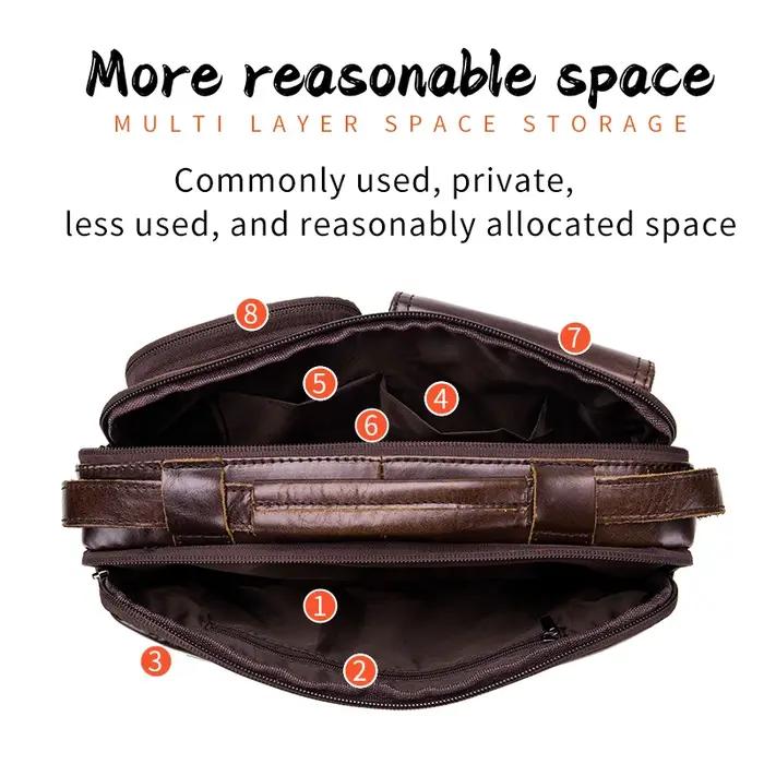 BULLCAPTAIN nouveau sac à bandoulière en cuir véritable pour hommes porte-documents pour hommes sac