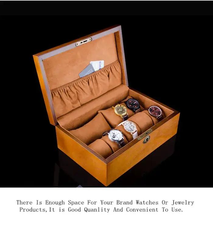 Boîte de Montre en Bois Luxe Organisateur Compartiments Fermés Support Cadeau Occasions Spéciales Collectionneurs Montres Elégante Sécurité Protection