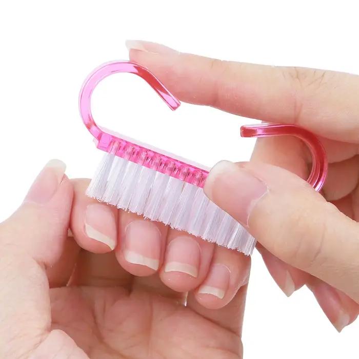1/5/20 pièces brosse à ongles en acrylique couleur rose Nail Art manucure pédicure doux enlever la p