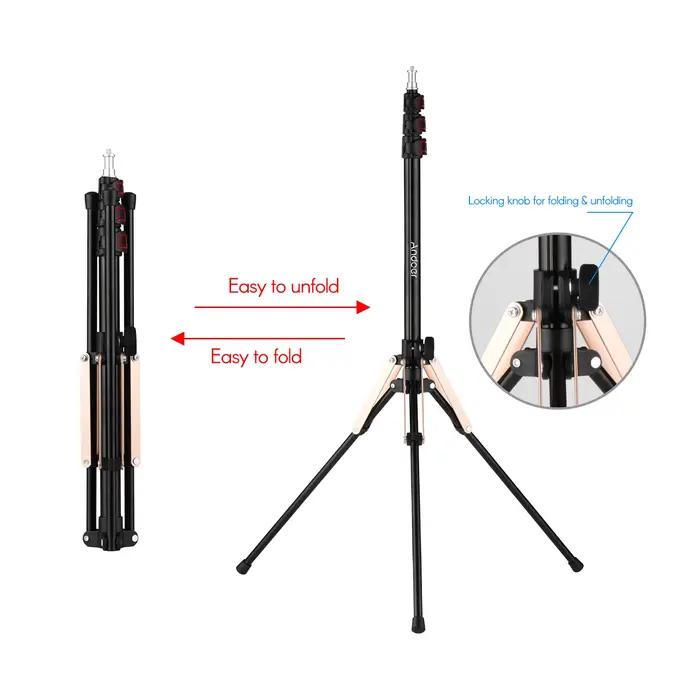 Andoer 190 cm/74.8 pouces Portable en alliage d'aluminium photographie support de lumière inversé pl