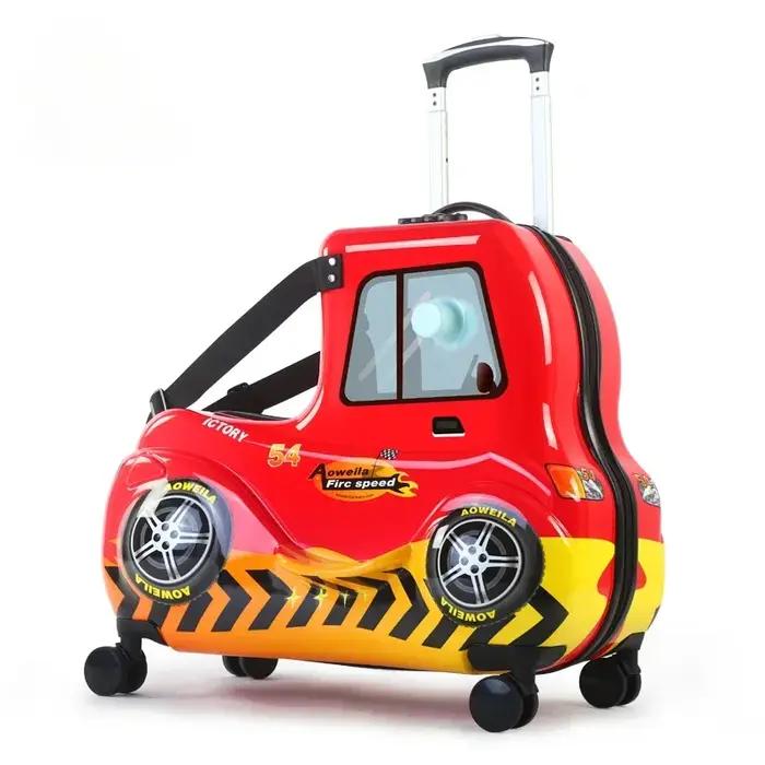 Valise de dessin animé pour enfants, valise pour enfants, chariot paresseux, bagages, assis et roulé