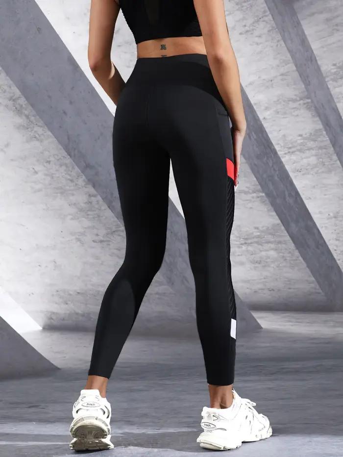 Pantalon de Yoga taille haute en maille colorée avec poches latérales, Leggings pour femmes, contrôl