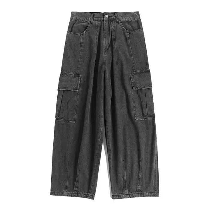 Jean Baggy surdimensionné pour hommes, pantalon Cargo coréen noir large, Streetwear Hip Hop Harajuku