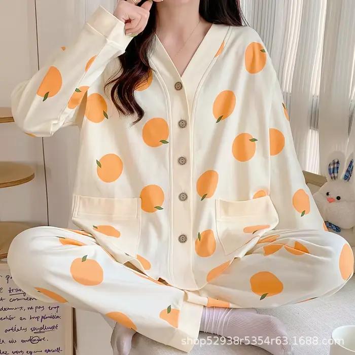 Vêtements mensuels printemps et automne pyjamas de maternité post-partum été Section mince allaiteme