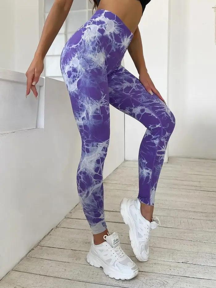 Leggings de Yoga sans couture pour femmes, collants d'exercice de teinture par nouage, contrôle du v