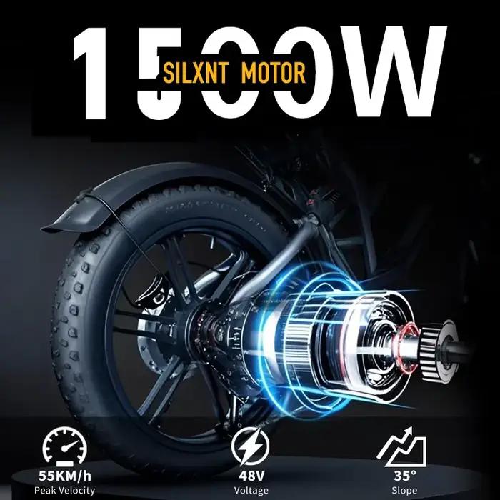 Vélo électrique 48V 60Ah 1500W avec pneus larges 20 pouces pour adultes randonnée montagne tout terrain double batterie sans frais de douane