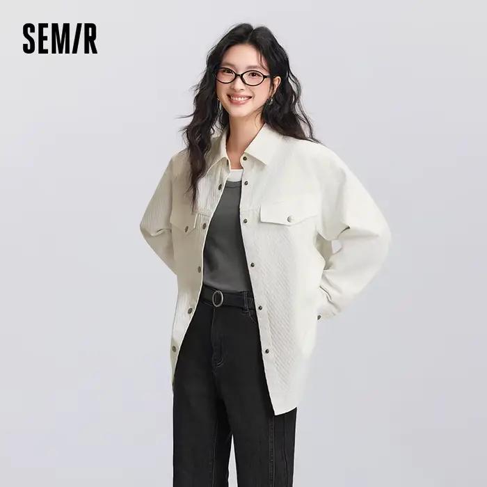 Semir chemise à manches longues femmes mi-longue motif diamant coton 2025 nouveau printemps haut sur