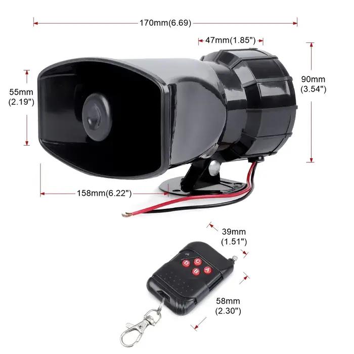 Accessoires de voiture 12V 7 sons haut-parleur 130dB sirène électronique sans fil forte alarme d'ave
