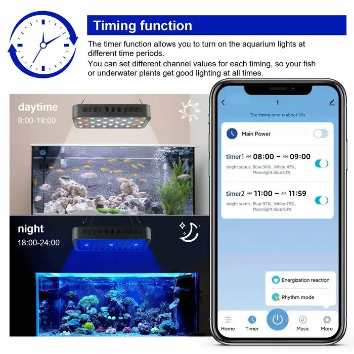 Lumière d'aquarium Led à intensité variable, contrôle WiFi, 165W, avec trois canaux, contrôle intell