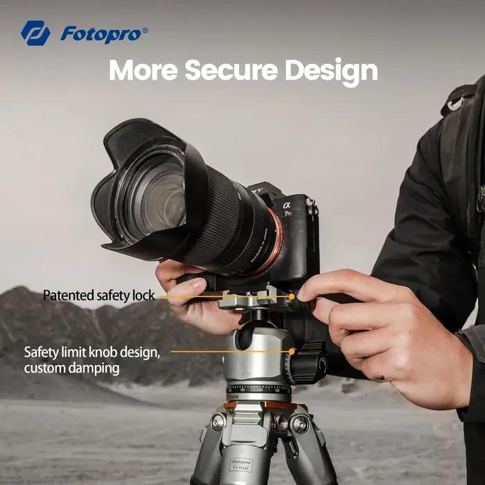Fotopro T1 Plus trépied de voyage professionnel trépied en Fiber de carbone robuste avec rotule à pr
