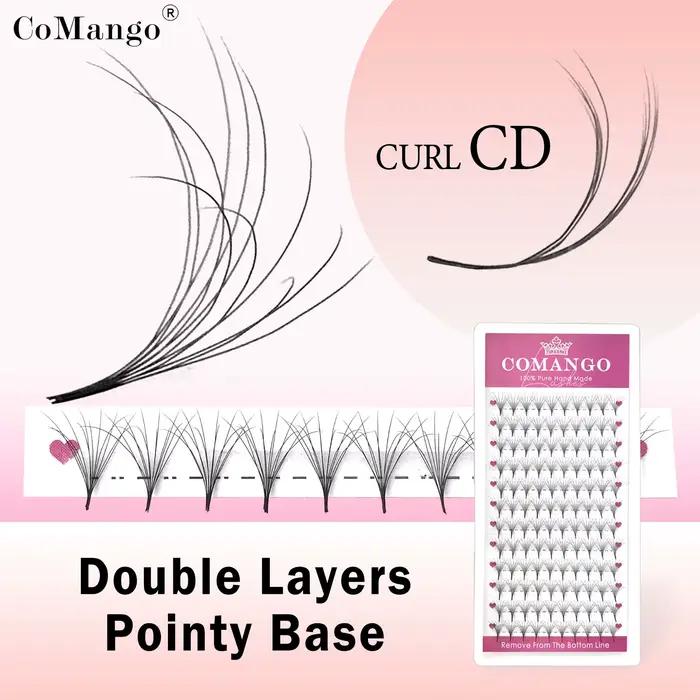 CoMango single&mix9-16 6D fluffy double layers premade fans russian volume false eyelash extension b