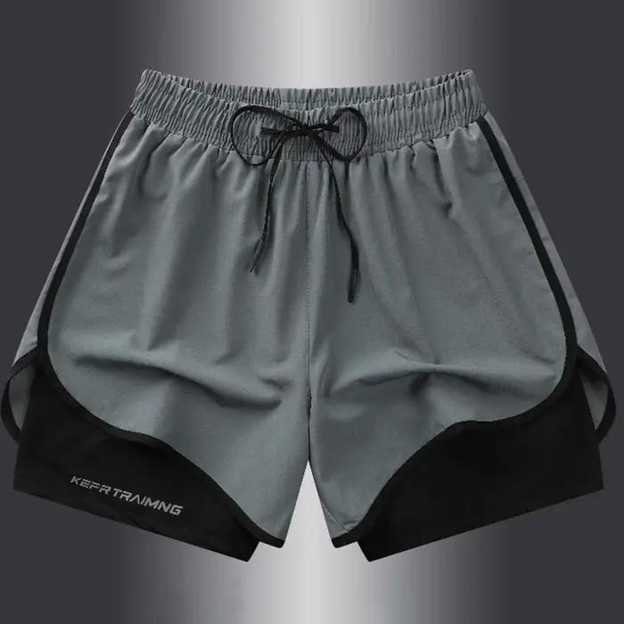 Shorts de sport d'été faux deux pièces, pour hommes et femmes, séchage rapide, trois quarts de long,