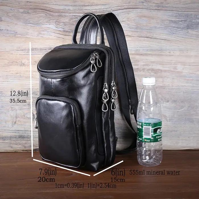 Sac de poitrine pour hommes, sac à bandoulière en cuir avec couche supérieure, sac à bandoulière déc