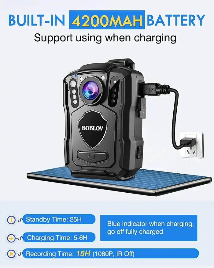 BOCombination-Caméra Linge de police VM5, caméra montée sur le corps, caméra GPS, batterie 1440 mAh,