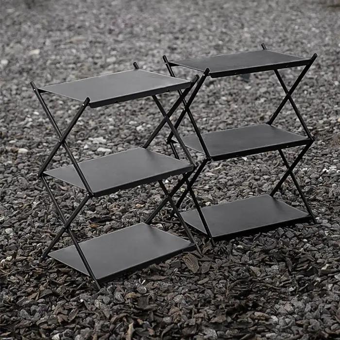 WESTTUNE Camping support à trois niveaux extérieur pliant étagère de rangement Portable organiseur d