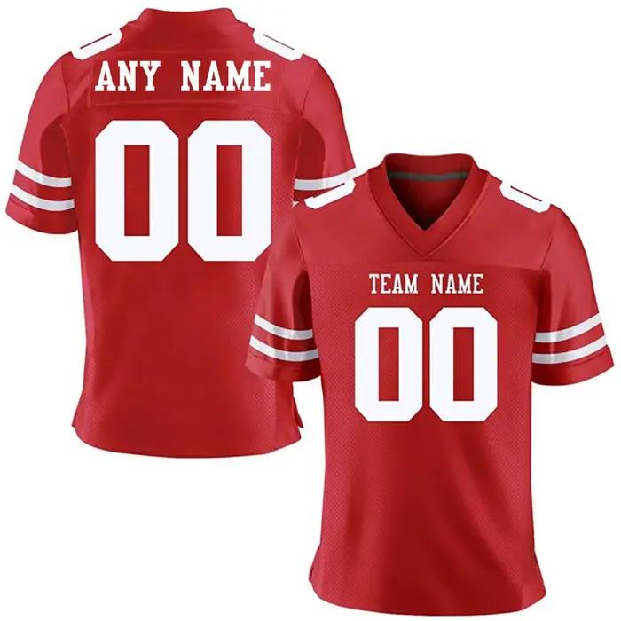 Maillot Football Américain Personnalisé Rouge - Numéro Nom Équipe Imprimé Homme Femme Jeune