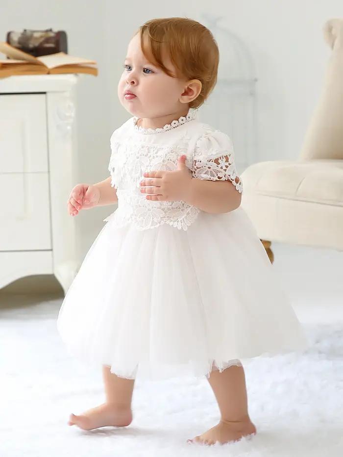 Robe de baptême pour bébé fille, tenue de princesse blanche pour fête d'anniversaire et de mariage