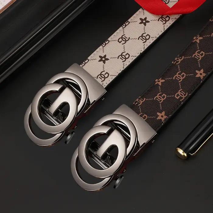 Ceinture en cuir véritable pour hommes, alliage métallique, boucle automatique, marque de luxe, Desi