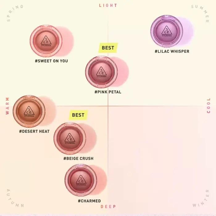3CE Bouncy Blur Balm, multi-usages, texture crémeuse, effet flou, couleur longue durée, effet soft f