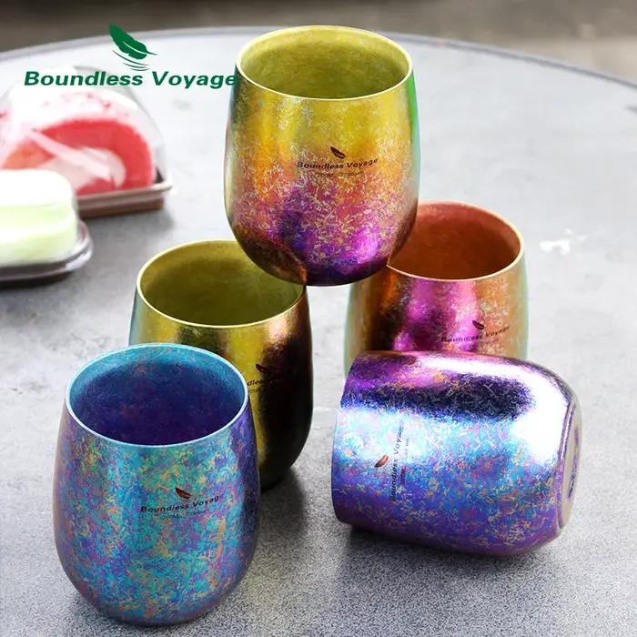 Tasse à thé Double couche colorée en titane, Voyage sans limite, avec fleur glacée, pour l'eau, le t