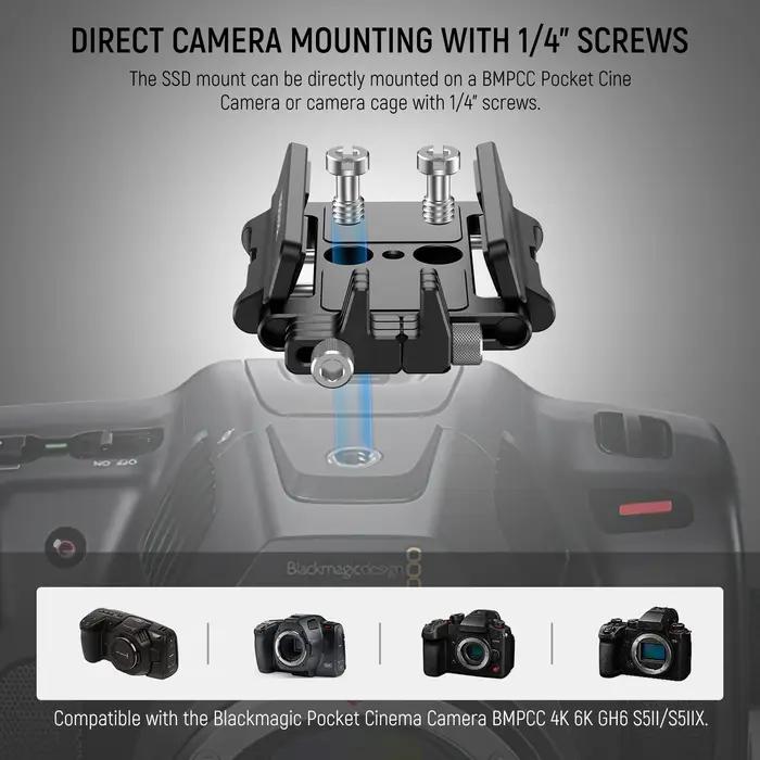 NEEWER Support de montage Support SSD avec serre-câble à chaussure froide, 1,6 "-2,6" pour Samsung T