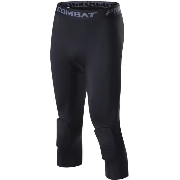 Collants de compression homme anti-collision 3/4 - Genouillères intégrées - Séchage rapide sport