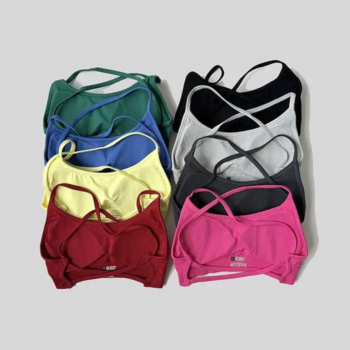 Soutien-gorge de sport dos nu pour femmes, sans couture, Impact, Yoga, rembourré, haut court, extens