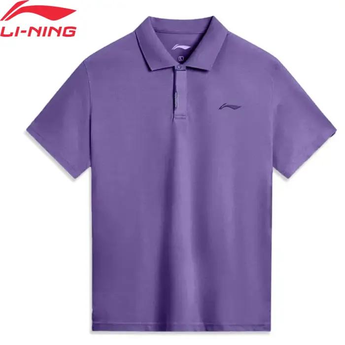 Li-Ning – POLO d'entraînement pour hommes, 100% coton, coupe ample, respirant et confortable, T-shir