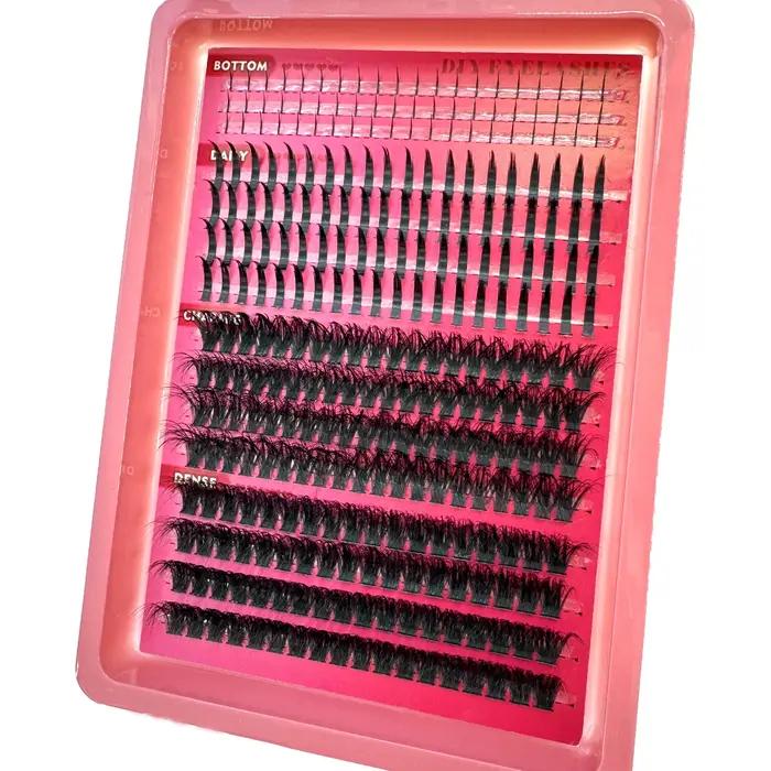 15 rangées de grappes de faux cils pointes et cils inférieurs bricolage Manga Cluster Extensions de