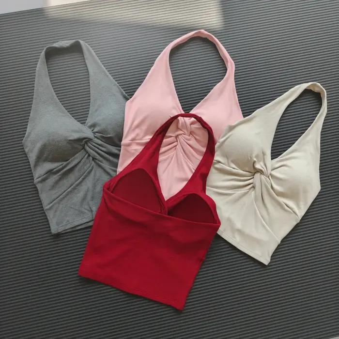 Soutien-gorge de yoga sexy dos nu à col halter, séchage rapide, sensation seconde peau, rembourré, b